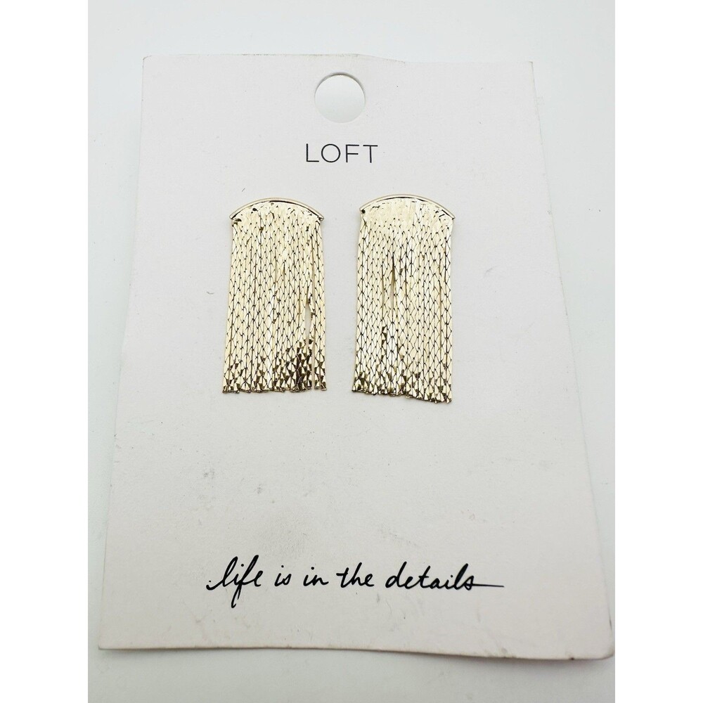 Loft Fringe tassel drop earrings gold tone -life Is In The Details
